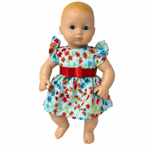 Blue Flowers Dress Fits 15 Inch Baby Dolls