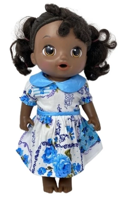 Doll Clothes Superstore Blue Flower Dress Fits 14 Inch Baby Alive And Little Baby Dolls