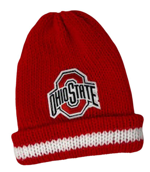 Unisex Adult Handmade Ohio State Knit Beanie Hat OSU Winter Double Knit