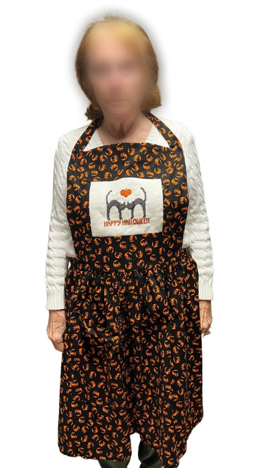 Adult Unisex Halloween Apron With Black Cats Adjustable Neck Strap Cooking Barbeque Party