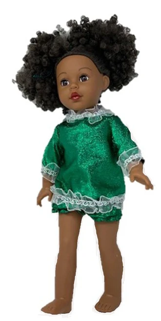 Green Metallic Ice Skating Or Performance Outfit For 18 Inch Dolls