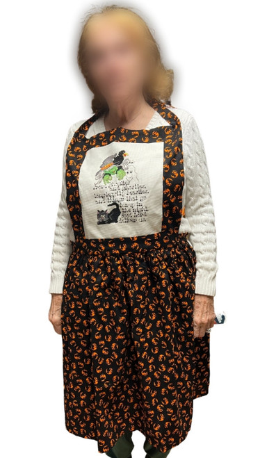 Adult Unisex Halloween Apron With Black Cats Ghosts And Ghoulies Adjustable Neck Strap Cooking Barbeque Party