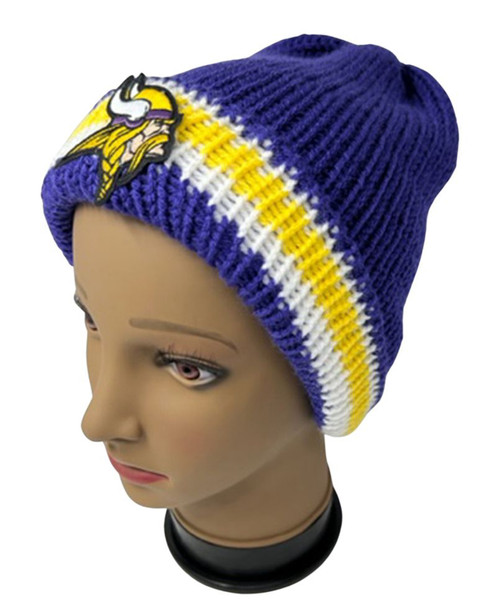 Adult Hand Made Double Knit Beanie Hat With Minnesota Colors