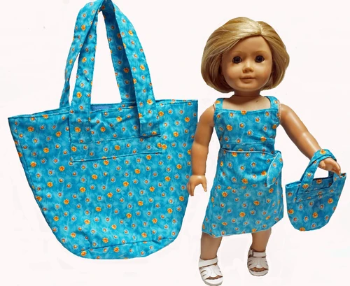 Wrap style Skirt, Top, Tote Bag Fits 18 Inch Girl Dolls And Comes With Matching Bag For Girl