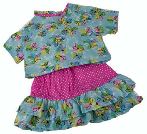 Doll Clothes Superstore Floral tunic and Ruffle Skirt For 18 Inch Dolls Like American Girl Our Generation My Life Dolls