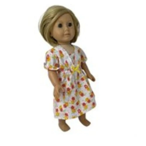 Matching Girl And Doll Size 12 Red And Yellow Flower Nightgown