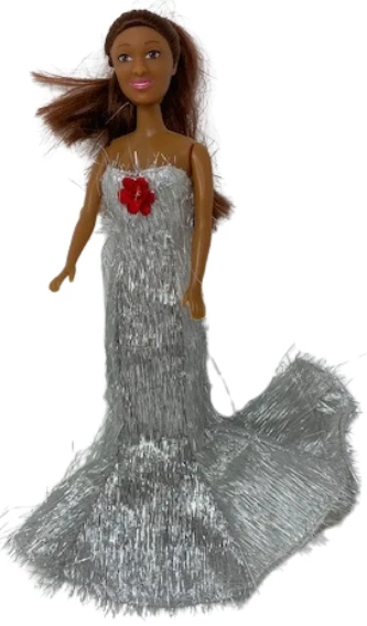 Doll Clothes Superstore Metallic Silver Gown With Long Train Fits 11 1/2 Fashion Inch Dolls