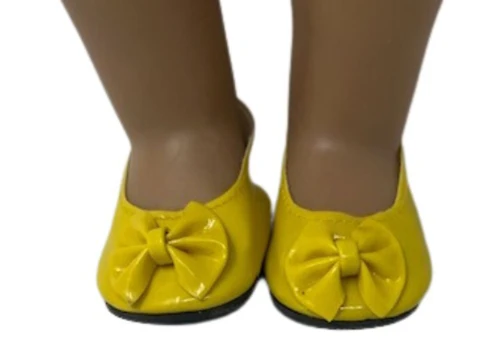 Yellow Bow shoes For 18 Inch Girl Dolls Like Our Generation American Girl My Life Dolls