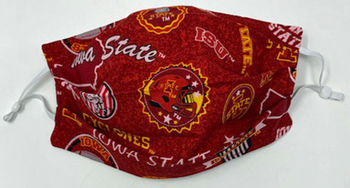 Iowa State University Adult Face Mask Adjustable Washable Reusable Double Sided Cotton Face Shield