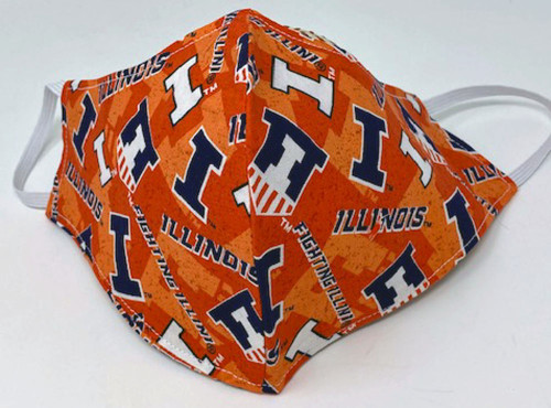 Adult Large Face Mask University Illinois Print Face Shield