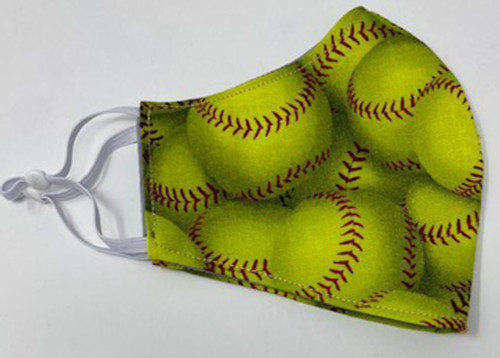 Girl's Softball Face Mask Adjustable Washable Reusable Face Covering Double Cotton Face Shield