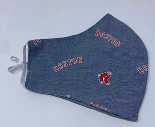 Adult Red Sox Face Mask Denim Look Adjustable Washable Reusable Face Shield Double Cotton Face Covering