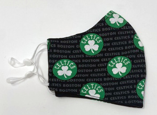 Child Celtics Face Mask Double Cotton Kid Size Face Covering Adjustable Reusable Washable