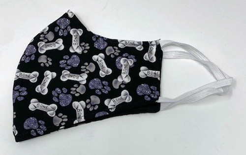 Adult Bones And Paw Print Face Mask Adjustable Washable Reusable Face Shield Double Cotton Face Covering