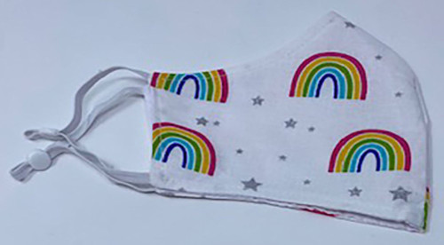 Child Face Mask Rainbow Print Kid Size Double Cotton Face Covering Adjustable Reusable Washable
