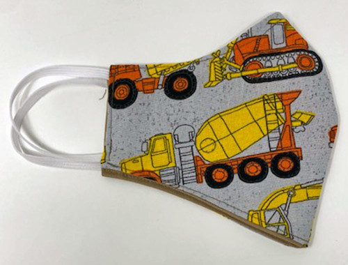 Adult Face Mask Construction Vehicles Adjustable Washable Face Shield Reusable Double Cotton Face Covering