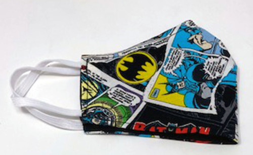 Child Face Mask Bat Man Print Double Sided Kid Face Covering Reusable Washable Face Shield
