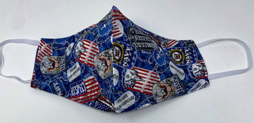Adult Face Mask, US Navy Print, Washable Face Shield, Reusable Cotton, Face Covering