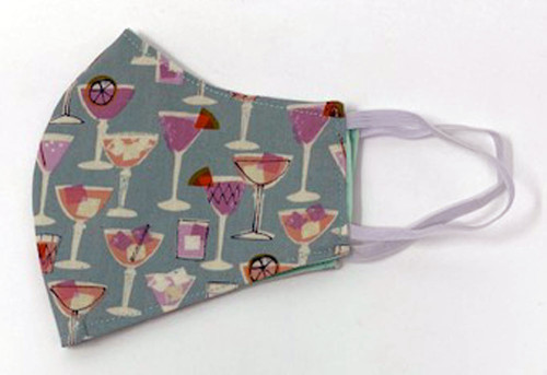 Happy Hour Adult Face Mask Adjustable Washable Double Cotton Face Covering Made In USA