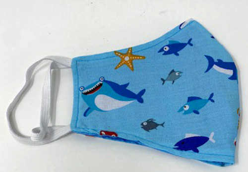 Adult Face Mask Washable Reusable Fish Under The Sea Print Double Side Cotton