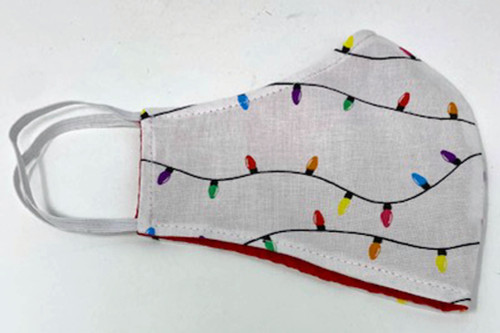 Child Face Mask Christmas Lights Print Double Sided Kid Reusable Washable