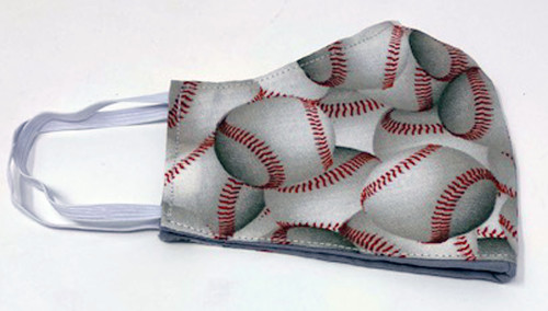 Child Face Mask Baseball Print Double Sided Reusable Washable