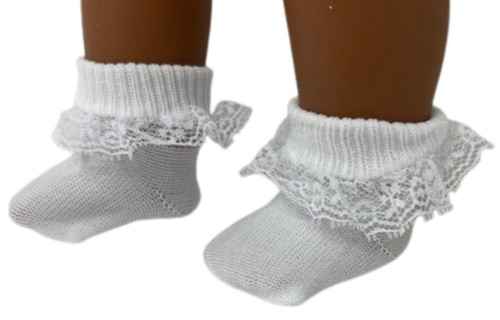 Doll  Clothes Superstore White Lace Trimmed Socks Compatible With 18 Inch Girl Dolls