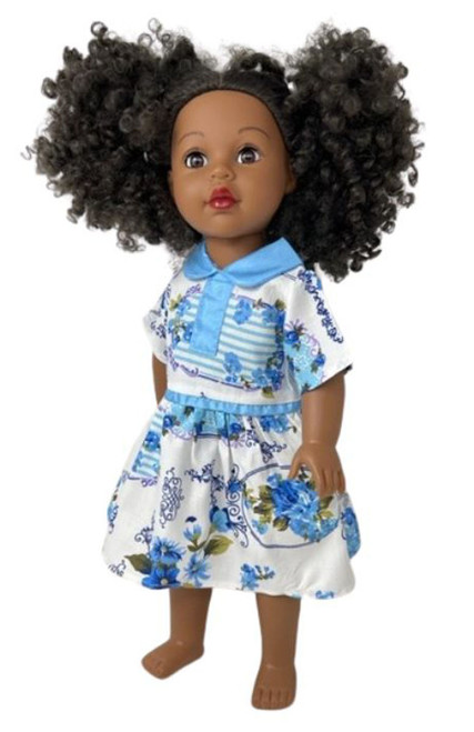 Doll Clothes Superstore Blue Flowers Dress Compatible With 18 Inch