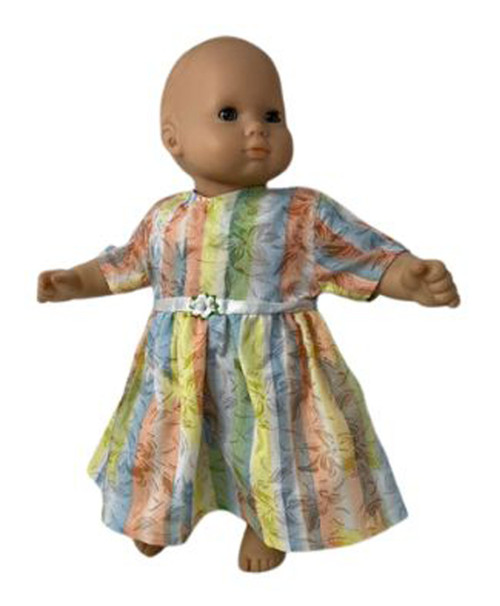 Doll Clothes Superstore Pastel Stripe And Flower Dress Fits 15-16 Inch Baby And Cabbage Patch Kid Dolls