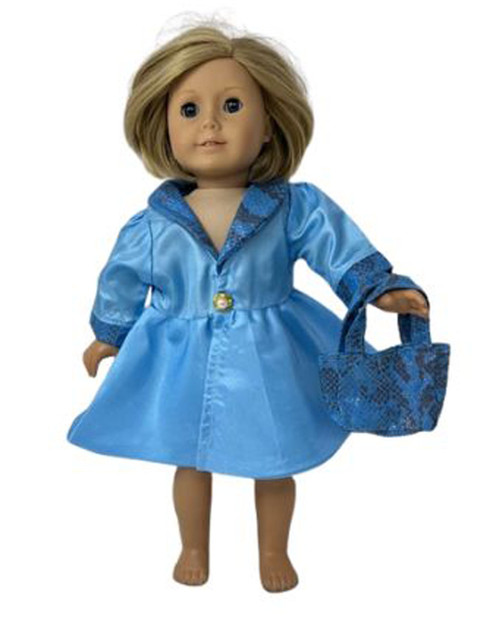 Doll Clothes Supestore Blue Spring Coat With Purse Fits 18 Inch Girl Dolls Like American Girl Our Generation My LIfe Dolls