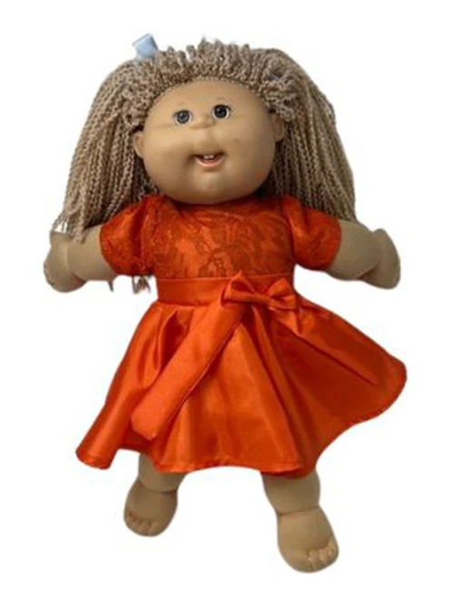 Orange Party Dress Fits 15 - 16 Baby And Cabbage Patch Kid Dolls