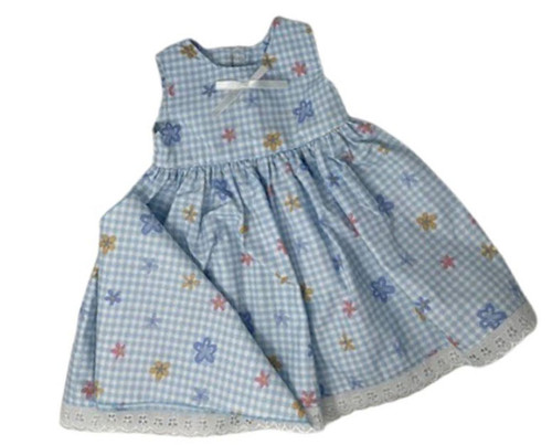 Doll Clothes Superstore Blue Flowers And Checks Dress Fits 18-20 Big Baby Dolls And Stuffed Animals