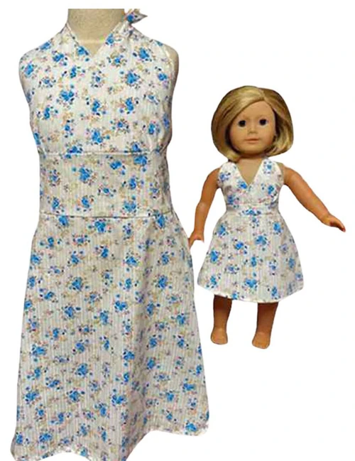 Size 7 Matching Girl And Doll Blue Flower Sundresses
