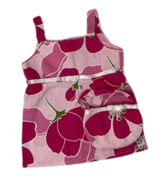 Pink Flower Sundress With Purse Fits Large Baby Dolls And Stuffed Animals