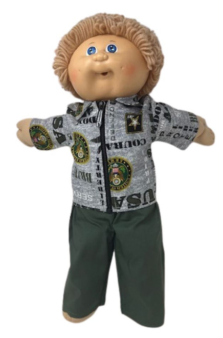 Doll Clothes Superstore USA Army Print Jacket Pants Fit Cabbage Patch Kid Dolls
