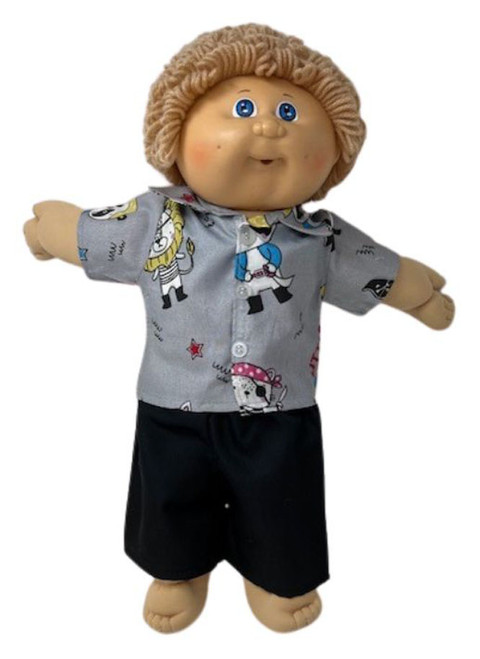 Doll Clothes Superstore Handmade Pirate Print Short Set Fits 15 - 16 Inch Cabbage Patch Kid Dolls