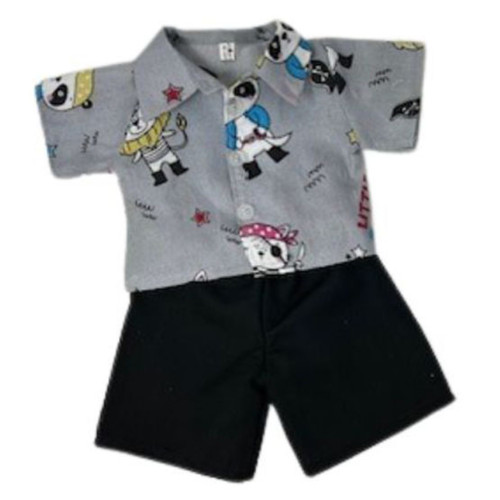 Handmade Pirate Print Short Set Fits 15 - 16 Inch Cabbage Patch Kid Dolls