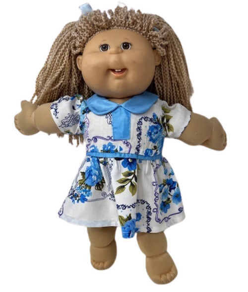 Doll Clothes Superstore Handmade Blue Flower Dress Fits 15 - 16 Inch Cabbage Patch Kid Dolls