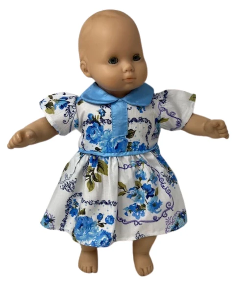 Blue Flower Dress Fits 15 Inch Baby And Cabbage Patch Kid Dolls
