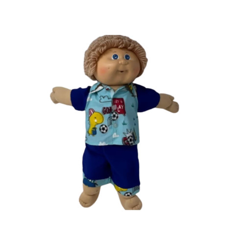 Soccer Print Short Set Fits 15 Inch Cabbage Patch Kid Dolls