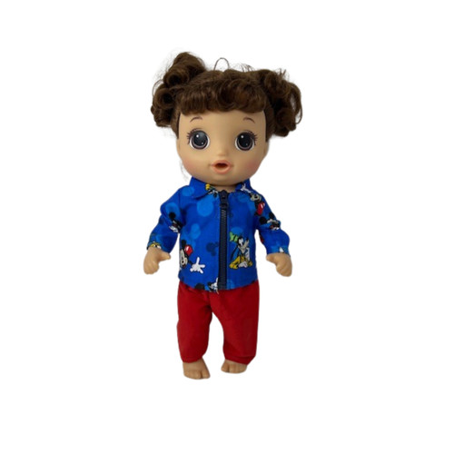 Doll Clothes Superstore Mickey Print Jacket With Pants Fit