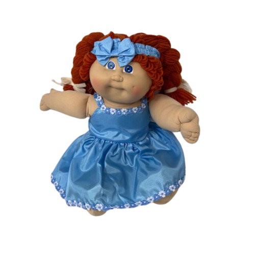 cabbage patch doll blue dress Girl with Blonde Pigtails & Blue Dress Vintage Cabbage Patch Kids Pose