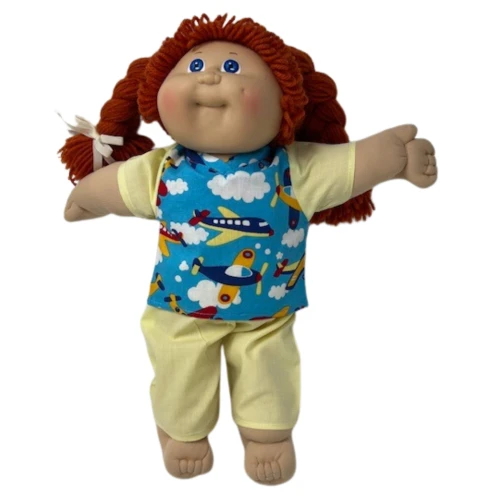 Handmade Plane Print Outfit For Cabbage Patch Kid And 15 - 16 Inch Baby Dolls