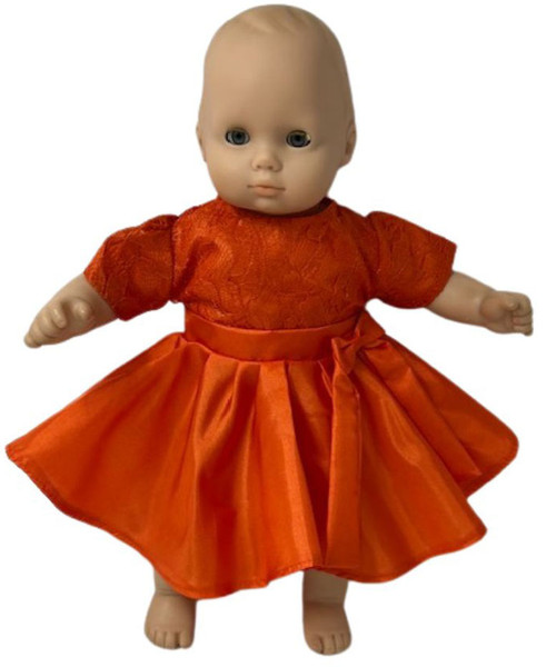 Doll Clothes Superstore Orange Party Dress Fits 14-15 Inch Baby Dolls