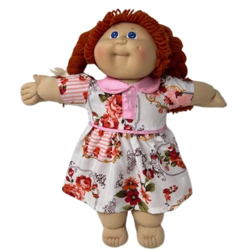 Handmade Pink Flower Dress Fits 15 - 16 Inch Cabbage Patch Kid Dolls
