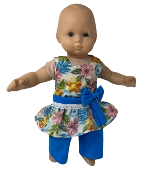 Flower Top With Blue Pants Fits 14-15 Inch Baby Dolls