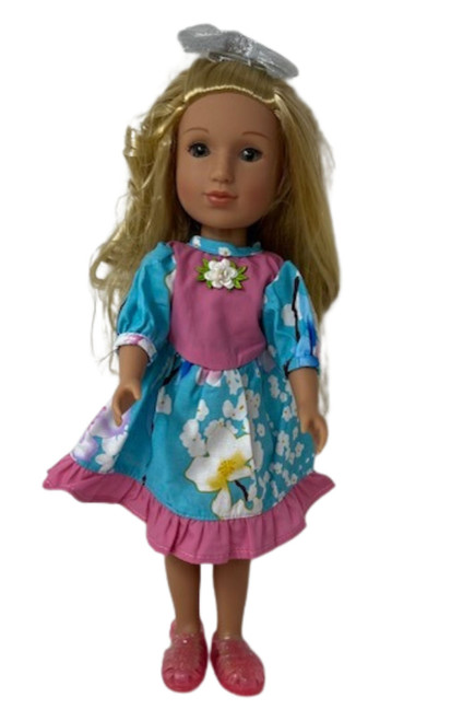 Big Flower Dress For 14.5 Inch Dolls Like Wellie Wisher Glitter Girl Dolls