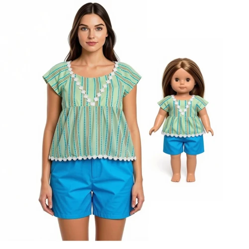 Matching Shorts and Top Girl and Dolls Size 7