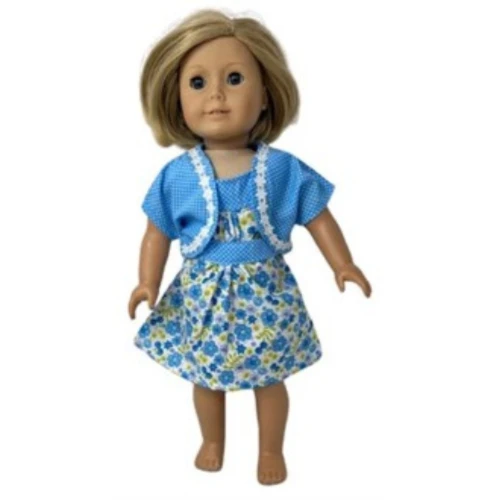 Handmade Floral Sundress with Jacket  Fits 18-Inch Girl Dolls
