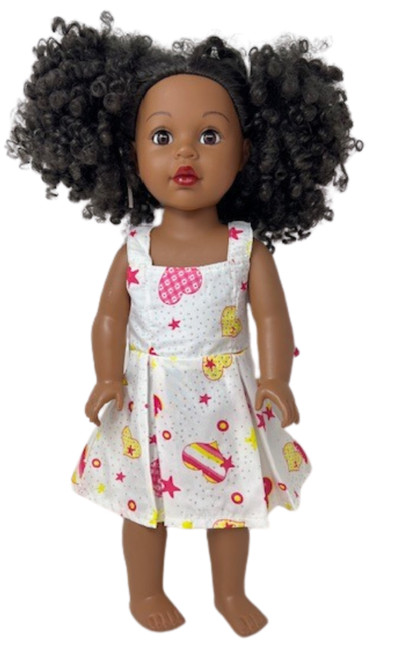 Doll Clothes Superstore Red & Yellow Heart Print Glitter Sundress  Fits 18-Inch Girl Dolls